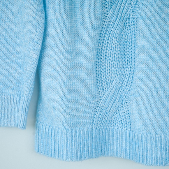 LOFT Blue Cable Knit Back Detail Sweater - Picture 11 of 12